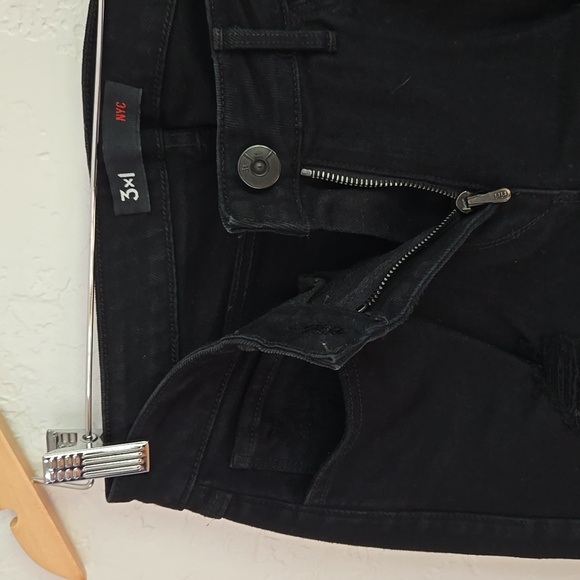 3x1 Distressed Black Denim Jeans Bowie 578 Size 24 - Picture 7 of 9